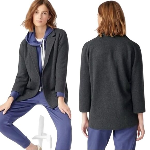 J.Crew Charcoal Gray 100% Cotton Open Front Sweater Blazer Size XL - Picture 1 of 6